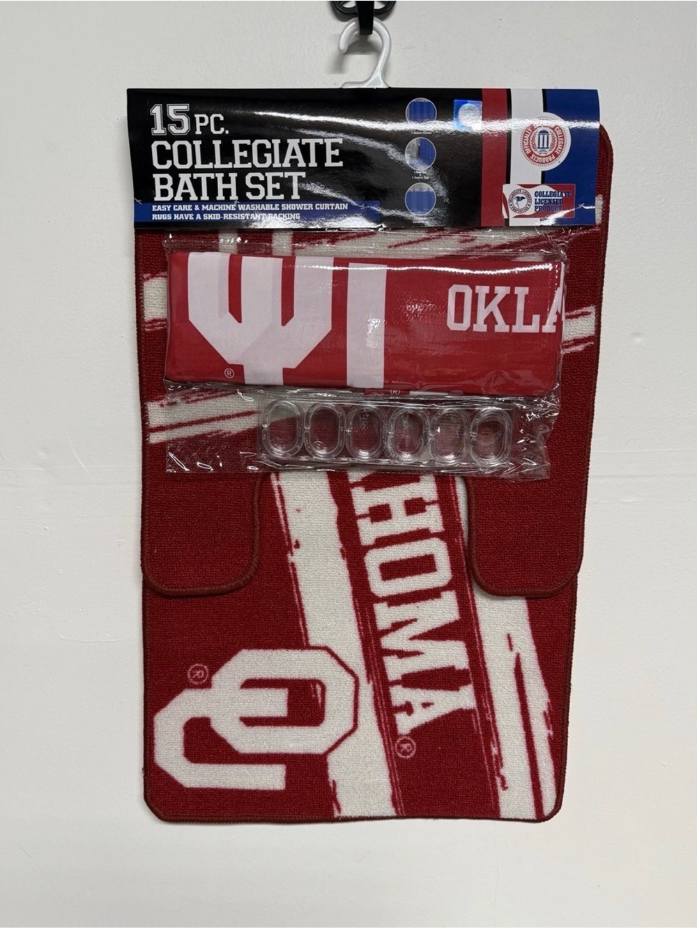 Oklahoma University 15 Piece Collegiate Bath Set New Red And White